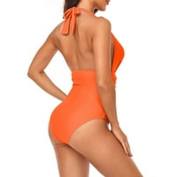 Ženski kupaći kupaći kostimi s jednodijelnim kupaćem kostimu s narančastom visećim vratom