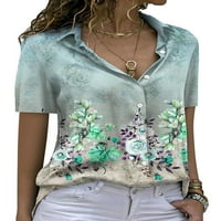 Kabreze ženske košulje s kratkim rukavima, casual rever ovratnik bluza na plaži majica na plaži niz