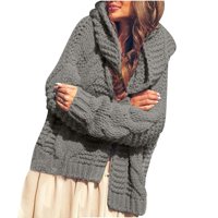 GDFUN Ženska jesenska i zimska jakna Jednobojna Pletena kardigan džemper - zip up hoodie zip up dukseve