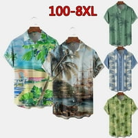 FNNYKO MAN & BOYS Ljetna havajska majica plaža kokosov print casual majica s kratkim rukavima niz havajska