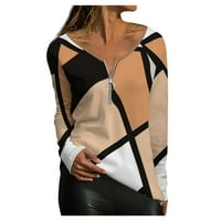 Cuoff ženske modne bluze košulje zimski ležerni temperament V-izrez nepravilni prugasti geometrijski