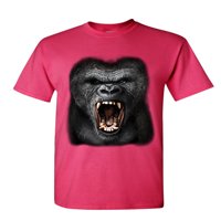 Tee Hunt Angry Gorilla Roar majica Wild Afrika Silverback Great Ape Muška majica, Vruća ružičasta, 3x-velika