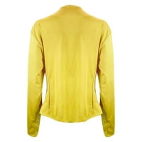 Xinqinghao Plus size čvrste boje kapute Jakne za žene Slim dugih rukava modni otvoreni prednji ugrađene radne jakne žute s
