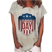 Jsaierl 4. srpnja Košulje Žene Patriotska američka zastava Print Tes Summer Tunic Okrugli vrat T-majice