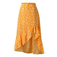 KCcocoo ženski boho cvjetni print zamotavanje nepravilnih print fringe Resort Beach suknja suknja od