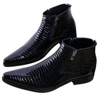 Santimon muškarci Crocodile uzorak kožne čizme modne cipele za gležnjeve casual chukka čizme crna 8.