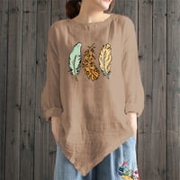 Ženska modna ležerna print okrugla izrez dugih rukava majica Top bluza pulover Trendy Fall odjeća košulja