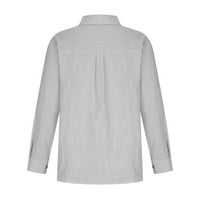 Scyoekwg ženska majica Comfy dugih rukava V izrez Real Fashion Dugme Košulje Jesen Jednobojna boja Lagane labave labave bluze # A = Grey XXXXXL