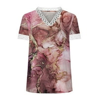 Ženski casual boho cvjetni print V izrez T majica bluze modni ženski ljetni V-izrez čipke patchwork