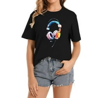 Slušalice za akvarel Gamer Video igra slušalice Modne grafičke majice za žene - Komforne majice kratkih