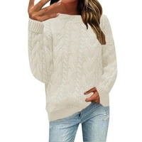 Zrbywb prevelici korejski džemper ženski džemper čvrsta boja okrugli vrat dugih rukava ležerni džemper