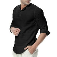 Muške posteljine majice s dugim rukavima Casual Basic Beach T majica Crew Crt Lable Solid Color Dnevno Top bluza