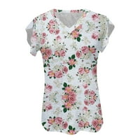 Bijela bluza za žene plus veličine za žene Žene Ležerne prilike V izrez Ljetne latice Majice kratkih