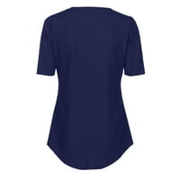 Sawvnm Ženska Plus Veličina Summer kratkih rukava Zip Ležerne prilike TUNIC V-izrez Bluza za bluzu za