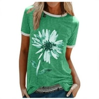 Žene T majice Loose Fit Graphic casual plus veličina cvjetna prin labava bluza kratki rukav Splice vrhovi