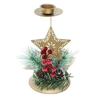 Božićni zlatni željezni držač svijeća Božićni stol dekor, pine konuse bobice držač svijeća za zabavu