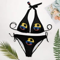 Kolumbijska zastava fudbalske ženske dvije bikini setovi Halter String Tie Side Triangle Wimming seksi