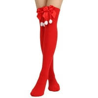 MAFYTYTPR Zimske božićne čarape za žene čišćenje Žene Božićno dugačko cijev koljena prugasta podloga Slatki dodaci Božićna zabava