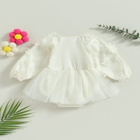 Dojenčad za bebe proljeće ROMPER haljina Thin Squin 3D cvijeće Dugih rukava sa okruglim vratom