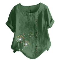 Zodggu Womens Plus size za platnene majice za trendy ponude WorkOut Crew Crt Digret Ters Prevelizirane udobne labave povremene bluze Modni ženski latica kratki rukav ljetni vrhovi vojska zelena 18