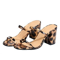 Binmer Womens casual leopard kvadratna peta prozirna čipkasti klizanje na sandalama