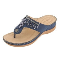 Ljetne sandale za žensko čišćenje, sandale Drćene ljetne udobne flip flops s lukom potpornice cvjetni šuplji tangi klipni klinovi sandale lagane ženske cipele za plažu papuče