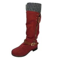 Puuawkoer cipele čizme čizme topli modne čizme sa visokim patentnim zatvaračem, ležerne pete niske duge za žene ženske čizme