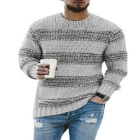 Muški prugasti džemper osnovna posada na vratu Boja blok pletena pulover bluza za zimu