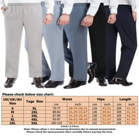 Glookwis Men Solid Color Loungewear Opremljena dna Ležerne prilike Ležerne prilike Ležerne prilike Ravna noga sa džepom Hlače Bež 4xL