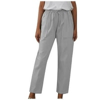 Owordtank casual pantalone za žene Pamučne posteljine labave s džepovima pantalone