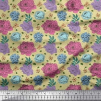 Soimoi Rayon Crepe listovi tkanine, periwinkle & Peony cvjetni print šiva šibim tkaninom