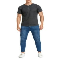 Jedno otvaranje muških košulja Henley T-majica s kratkim rukavima s kratkim rukavima pamučna prednja