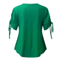 SunhillsGrace majice za žene Ljeto V-izrez za kratki rukav majica s kratkim rukavima s džepnim majicama