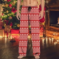 Yubnlvae božićne muške casual pantalove padžama hlače sa crtežom i džepovima Božićni poklon