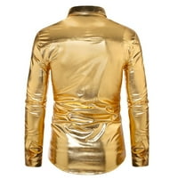 Muška sjajna majica noćni klub Sequin dugi rukav casual majica dolje GOLD 2XL