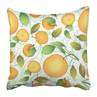 Zelena apstraktna narančasta mandarina mandarina sa lišćem uzorak šareni jastučni jastuk s jastučem od žute boje