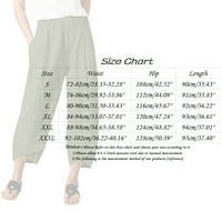 FSQJGQ Boho širine pantalone za noge Solid Color Cotfort Elastic struk labave harem hlače za žene proljeće