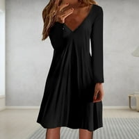 Modni ženski ležerni dugi rukav V izrez Solid Colore Laitlover haljina Hot6SL4486304