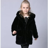 Entyinea Girls Winter Topli kaputi puni zip meka Polarna jakna Outerwear kaput sa džepovima crna 110