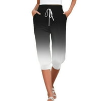 Durtebeua Capri pantalone za žene Ležerne prilike ljetni trendi gradijent ispis Capri hlače crna