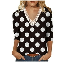 Umitay čipkani ovratnik na vrhu ženskih bluza Ženske casual svakodnevne vrhove rukavi V izrez modne tiskane majice čipke vrhovi majica pulover vrhove