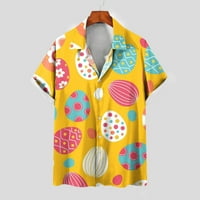 Čovjek zazor odjeće ispod 5 dolara, Poropl Plus size Summer Hawaiian Beach Print Courtdown Golf Košulje za muškarce Žuta 3xl