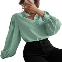 Grianlook casual dugmadi za radne majice za ženske štand ovratnik dugih rukava Bluze Elegantni poslovni