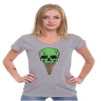 Cool Melling Skull Sladoled Konus Ženska sitna V-izrez majica Brisco Brends X