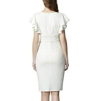 Aaiyomet ženske svečane haljine Ženske duboke prorežne prorezne suknje haljina, bijela XL
