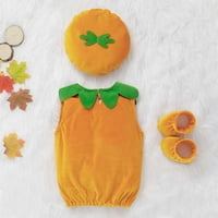 Toddler Baby Kids Girls Pumpkin prsluk vrhovi + kapa + odjeća za cipele postavljena narandžasta 110