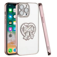 Za Apple iPhone moda 3D bowknot srce od srca dijamant prozirni sjaj hromirani hard hibridni poklopac, XPM futrola za telefon [Rose Gold]