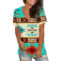Ženska zapadna plemena etnička majica Aztec Ispiši Ležerne prilike V-izrez Vintage Graphics bluza Tunika