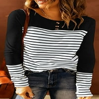 Ženska majica Stripe Okrugli vrat dugih rukava Ležerne prilikom labavog Fall Bluza