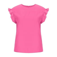 Fjofpr Ženski vrhovi Clearence Žene Ljeto Majice sa čvrstim bojama Casual Okrugli izrez Loase Fit Basic